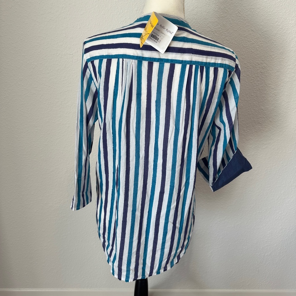 Roberta Roller Rabbit Blue and White Striped Tunic Top - Picture 7 of 8